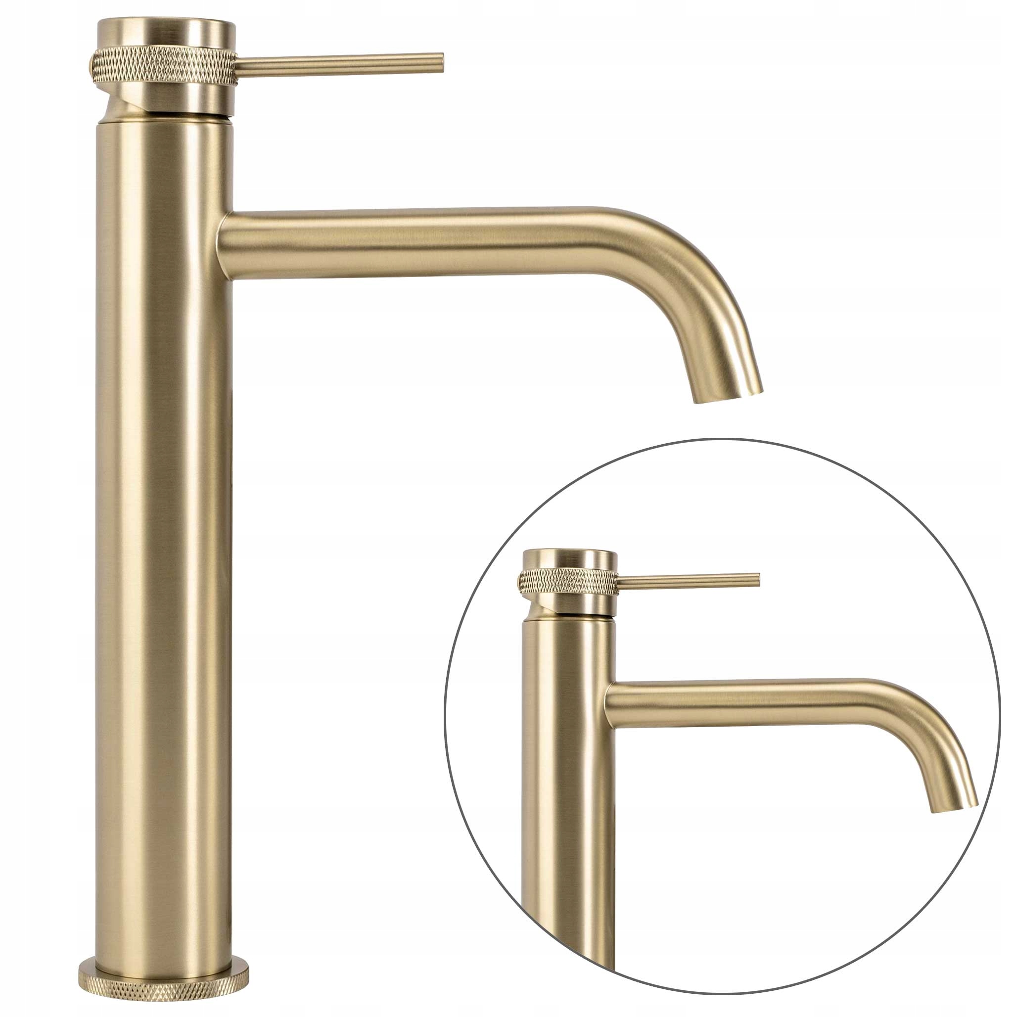 Zlatá vysoká umývadlová batéria Rea Lungo Grip Gold Kartáčovaná stojaca