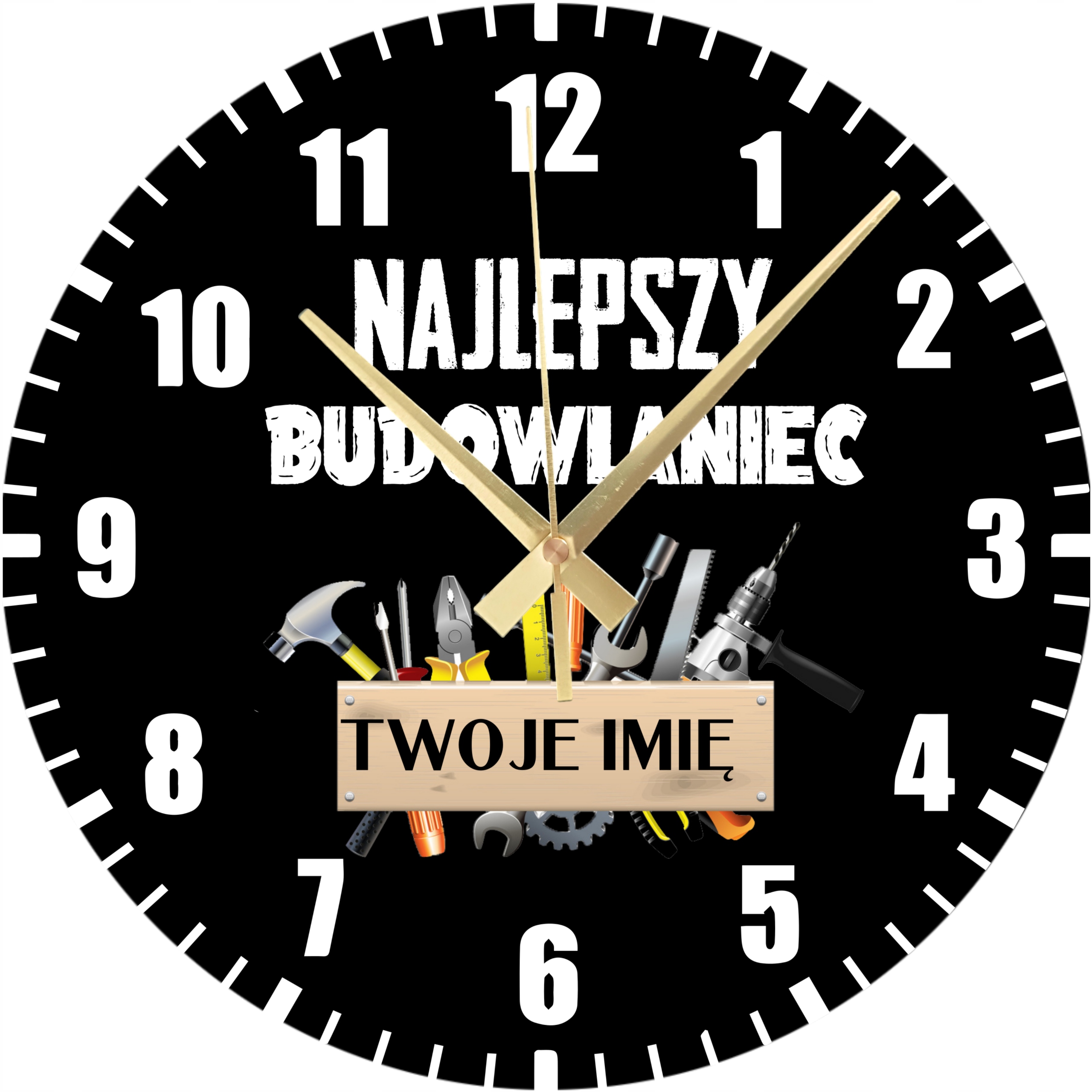Dekorativní nástěnné hodiny Nejlepší Stavebník Vaše jméno Dárek 45 cm