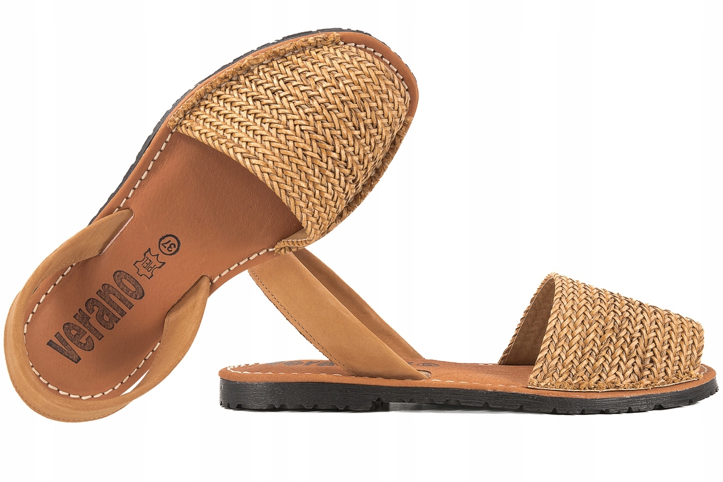 Verano 2550 Dámské Sandály Španělské Kůže/rafia 35 Béžová