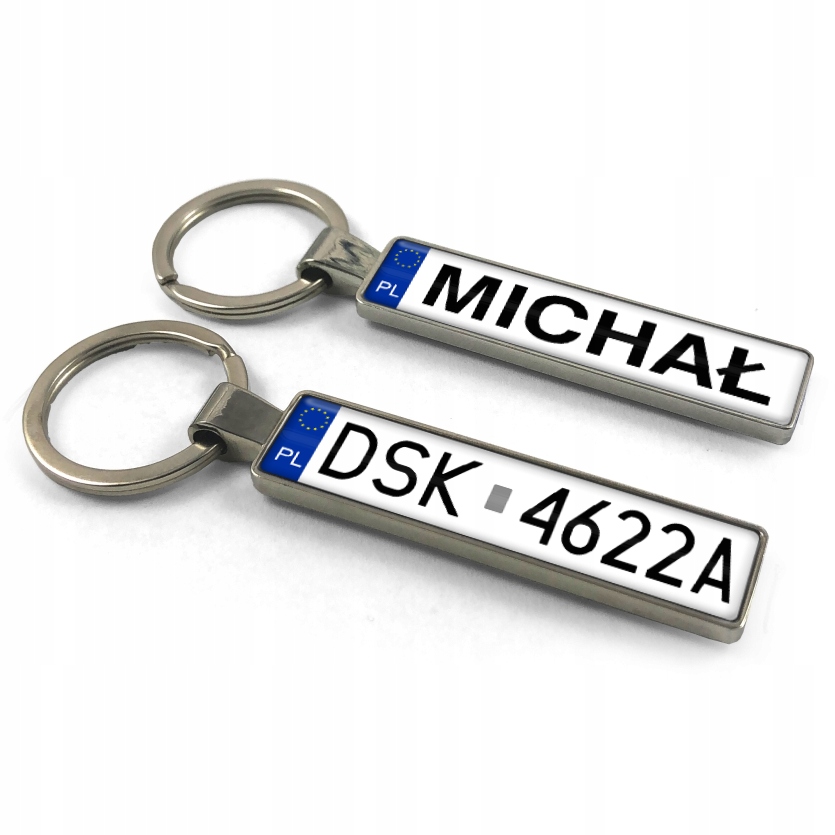 Brelok tablica rejestracyjna z imieniem do kluczy samochodowych kierowcy