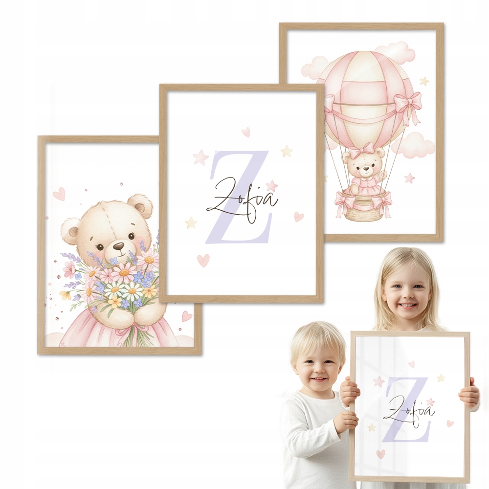Sada 3 obrazov Nápis Pre Dievčatko drevený rámček 50x70 pre dieťa