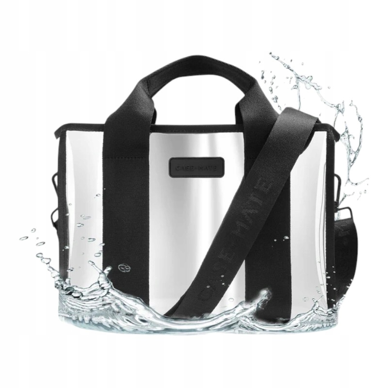 Case-Mate Mini Travel Tote Bag Vodotěsná taška přes rameno Silver Chrome