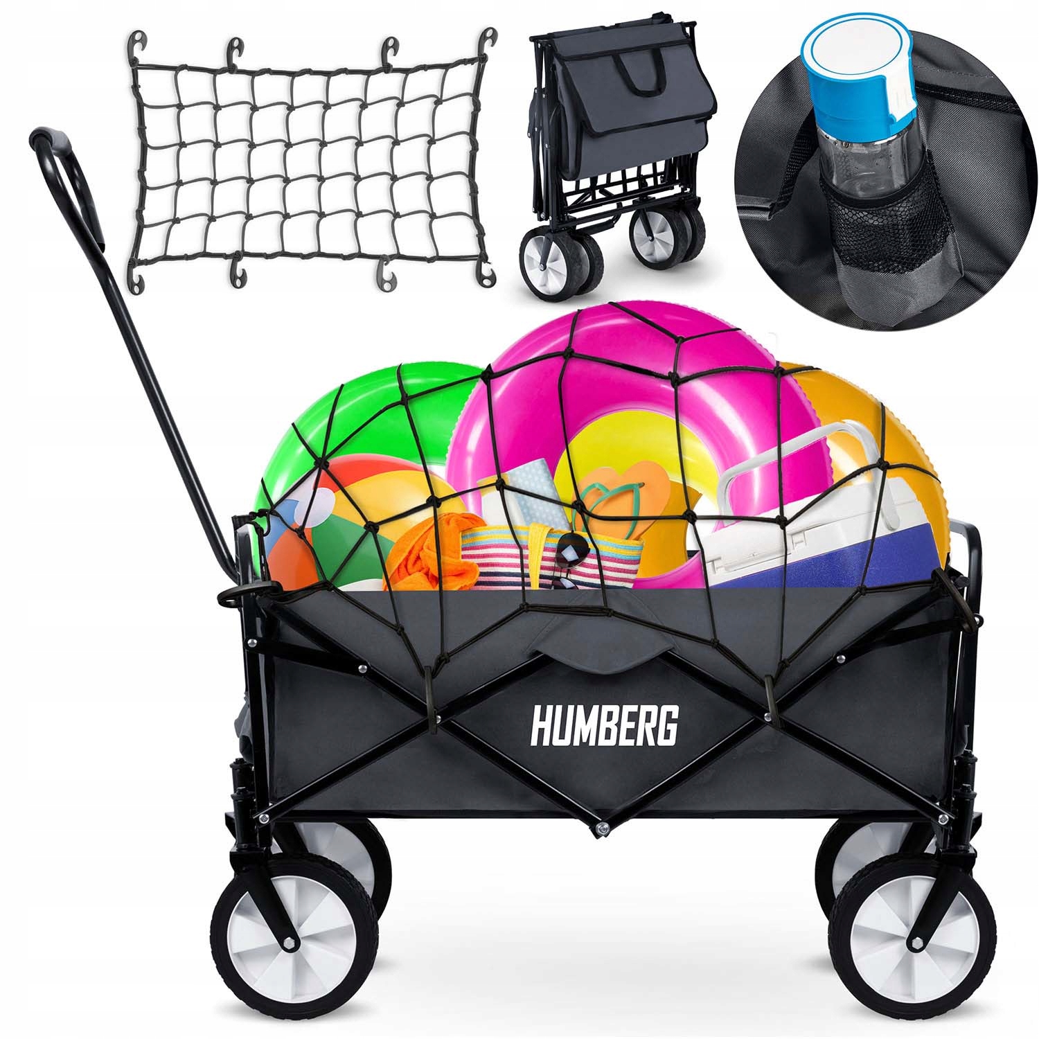 Plážový Skládací Zahradní Turistický Přepravní Vozík Se Síťkou 90 kg
