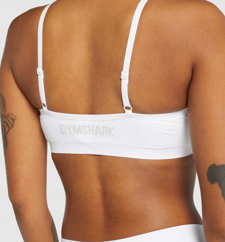 GYMSHARK BIUSTONOSZ SPORTOWY BIAŁY GŁADKI L 0Z8G4_C* Kolor dominujący biały