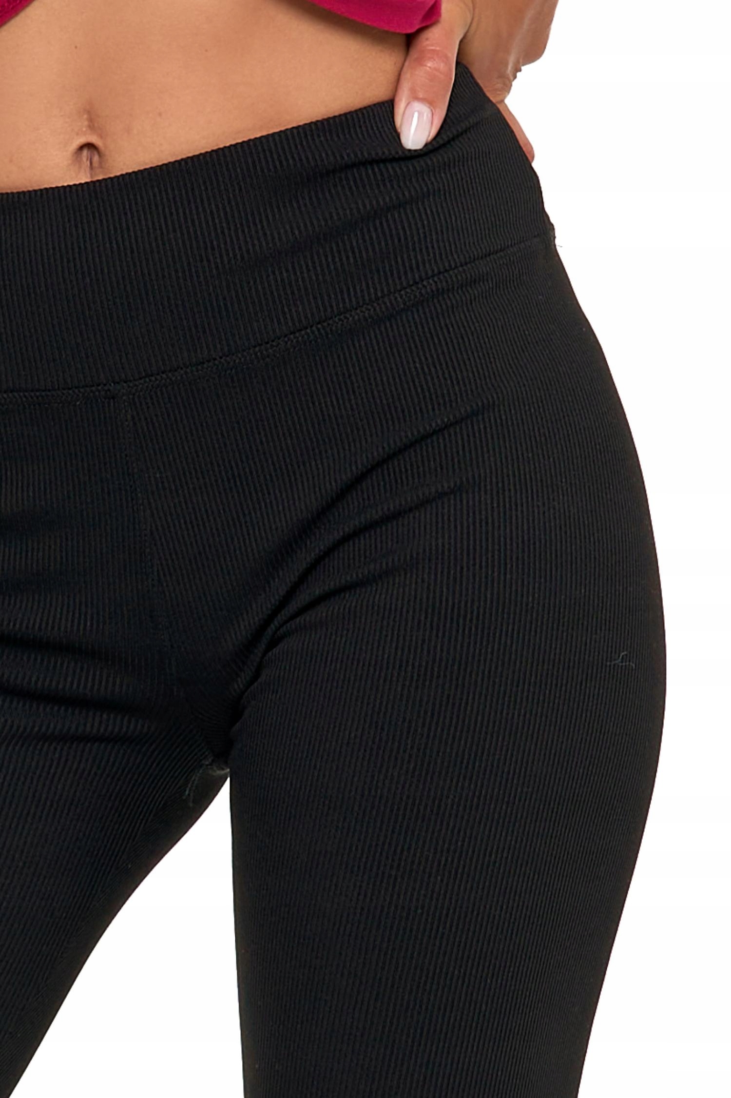 Legginsy Prążkowane Damskie Getry z Wysokim Stanem Wyjątkowe L/XL MORAJ Model RDL1500-013