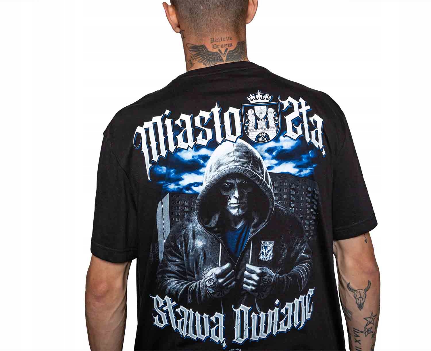 KOSZULKA LECH POZNAŃ MIASTO ZŁĄ SŁAWĄ OWIANE FTF CZARNA S Rozmiar S