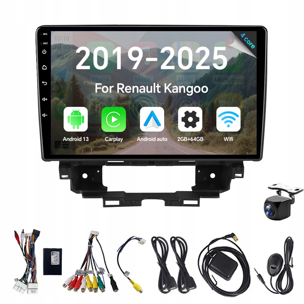2Din Android 13 Autorádio pro Renault Kangoo 2019 2025 s CarPlay, Gps a Rds