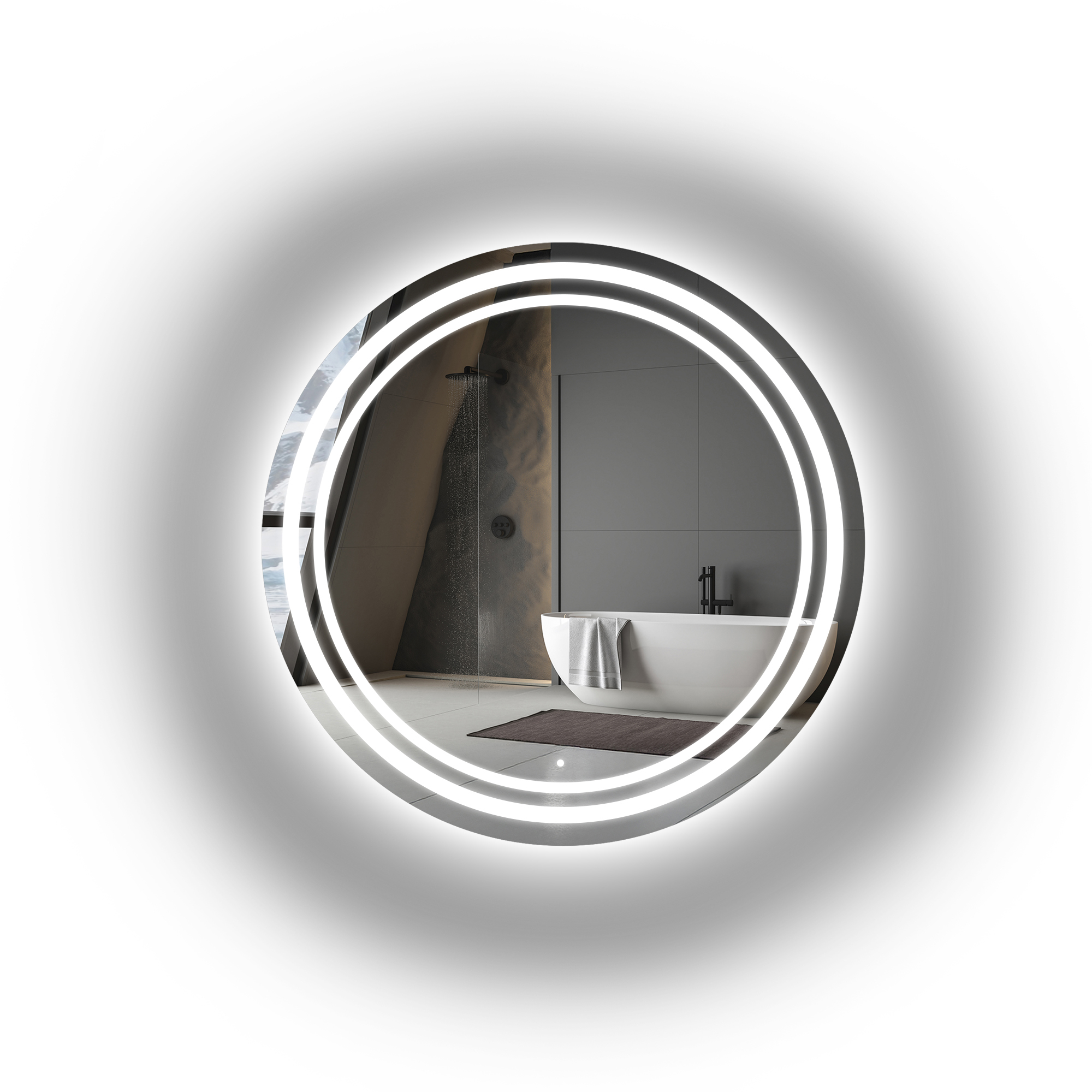 Zrcadlo kulaté pískované s podsvícením Maia Duo Led Fi 70 cm