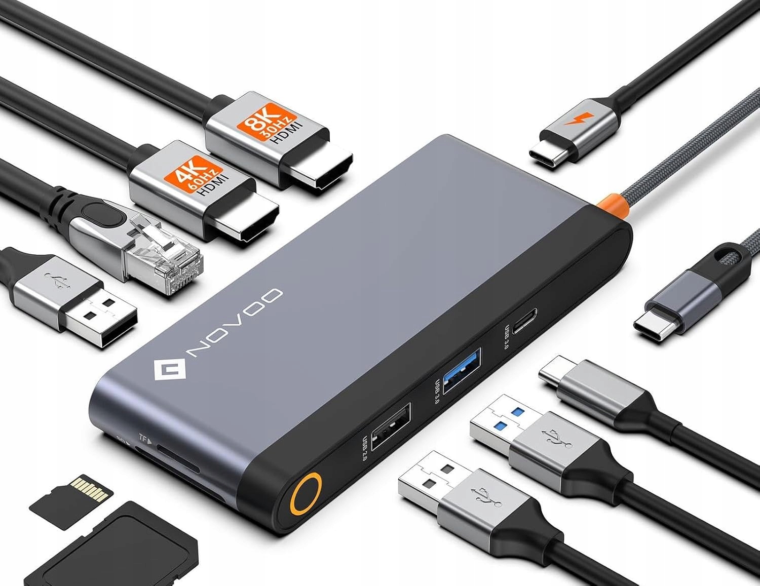 Hub Dokovací Stanice 10v1 8k30Hz 4k@120Hz USB3.0 Usb C Sd/tf Reader RJ45