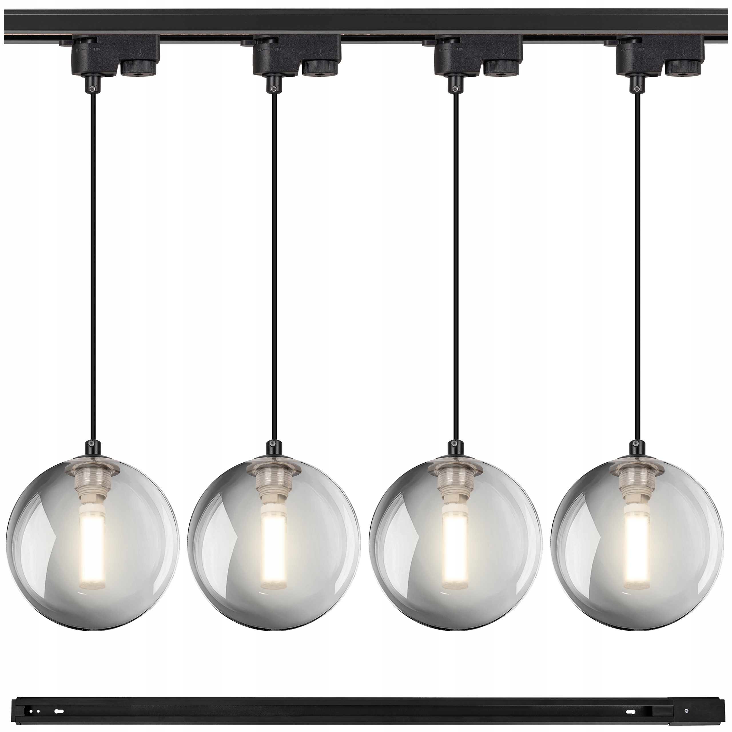 Koľajnicové osvetlenie Led Lišta 1 m 4x Závesné svietidlo guľa šedá Grafit G9