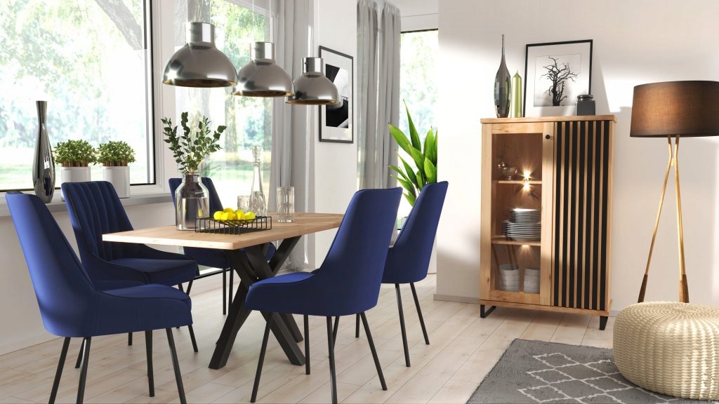 Meble do salonu jadalni witryna CALI C3N z LED Kolor mebla dąb artisan