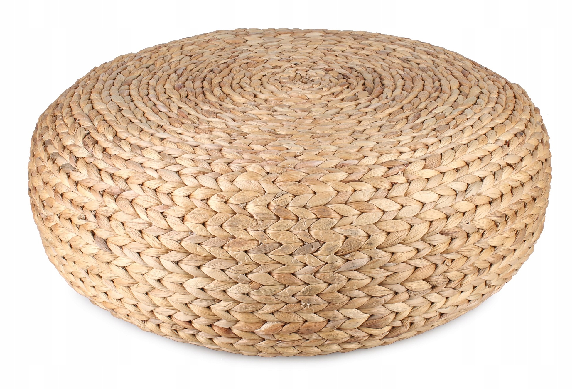 Okrągły Dekoracyjny Puf Pufa Z Hiacyntu Wodnego Boho 60x60x20 cm