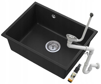 Jednokomorový granitový drez pod dosku, drez Manado 60, sifón