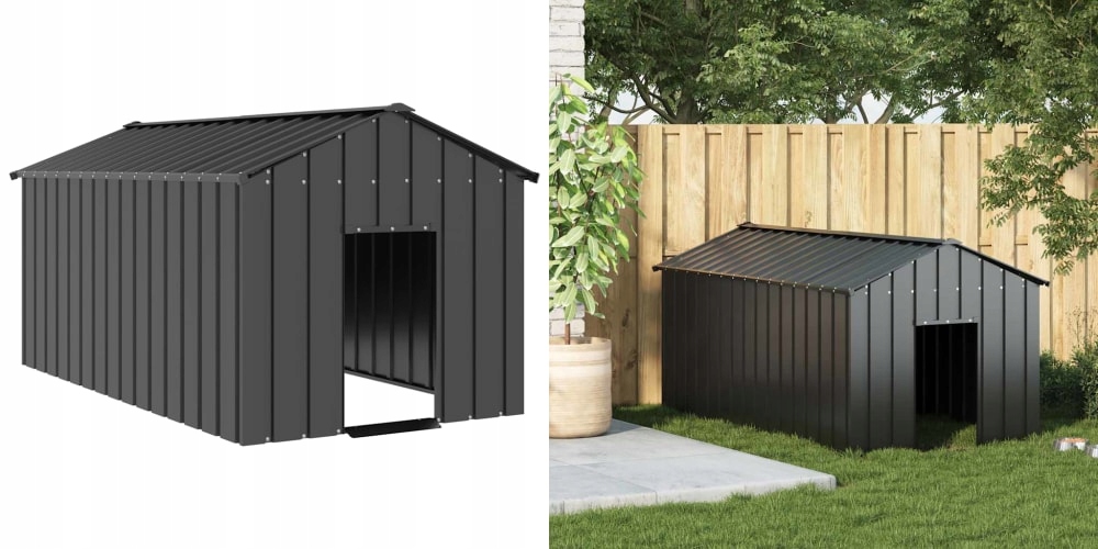 Levně 114x202x101 cm, psí bouda se střechou, ocel