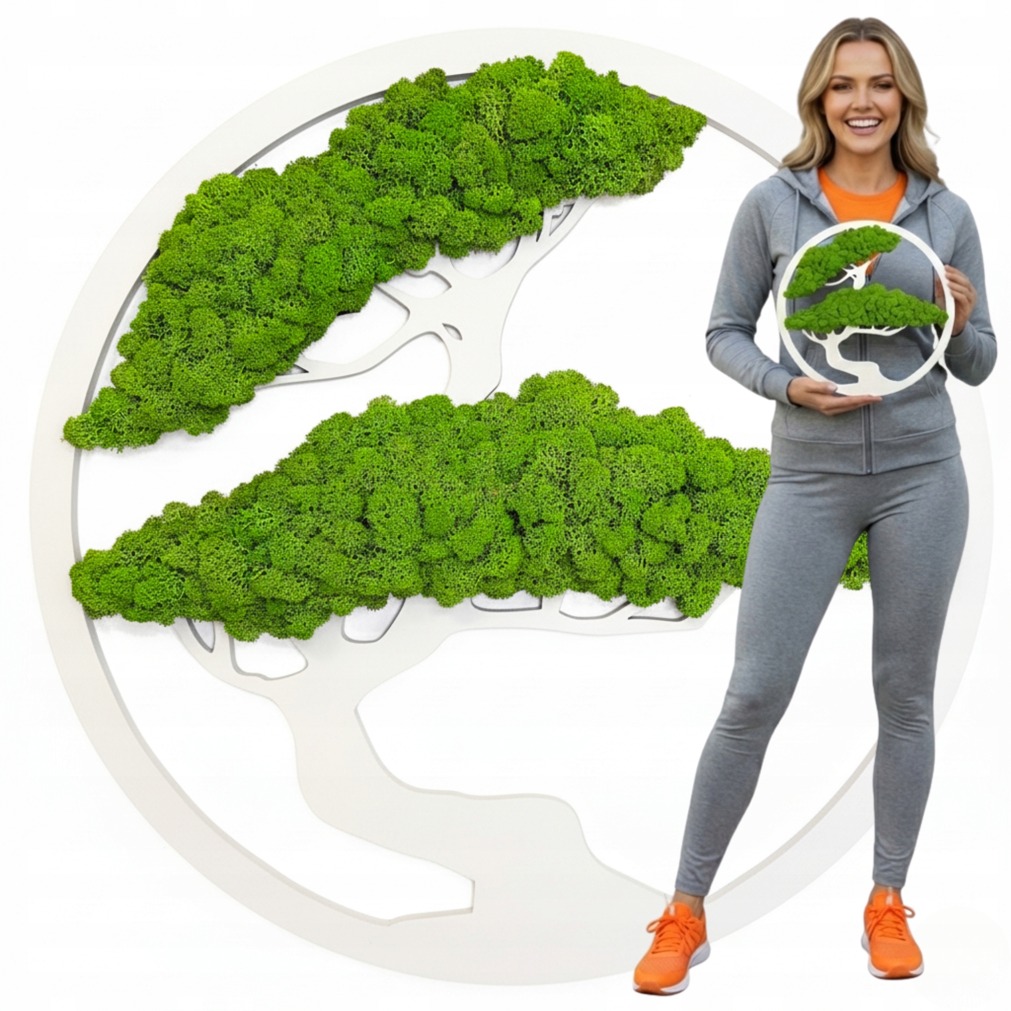 Strom Z Mechu chrobotka Obraz živý mech Stabilizovaný Bonsaj Dekorace