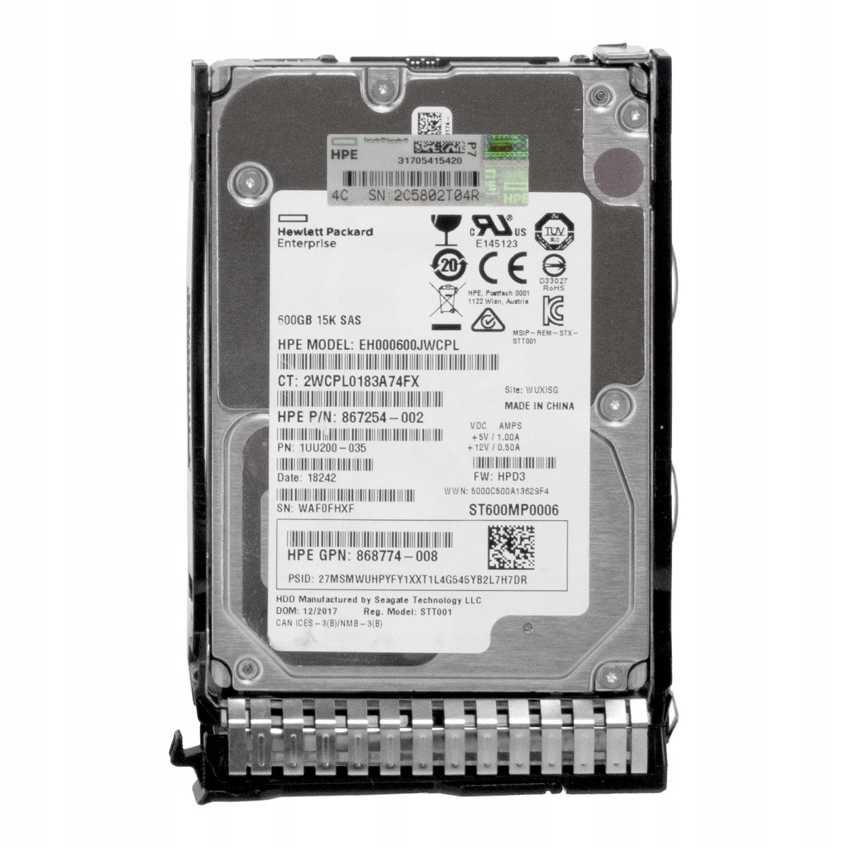 Hp 867254-002 EH000600JWCPL 600GB 15K 256MB SAS-3 3.5''