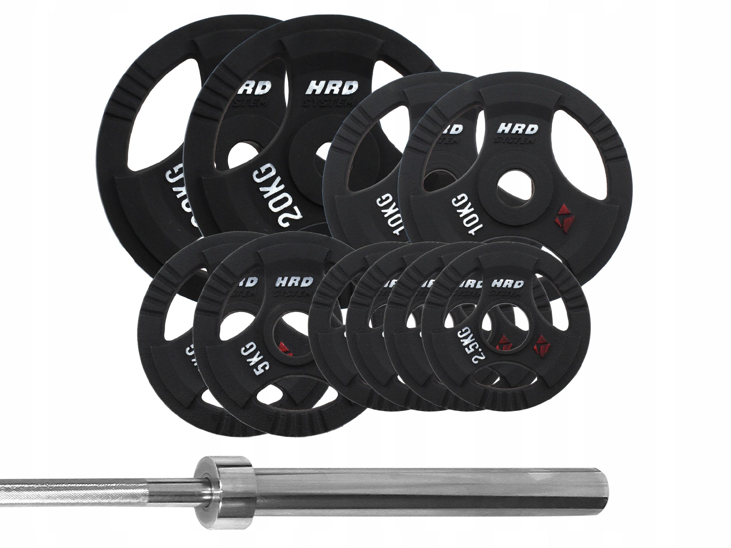 ZESTAW 93 kg OBCIĄŻENIE KRĄŻKI TALERZE Z GRYFEM PROSTYM 180CM OLIMPIJSKIE