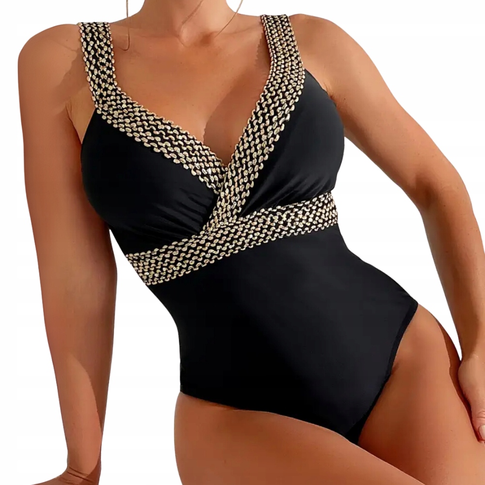 EModne strój kąpielowy jednoczęściowy czarny