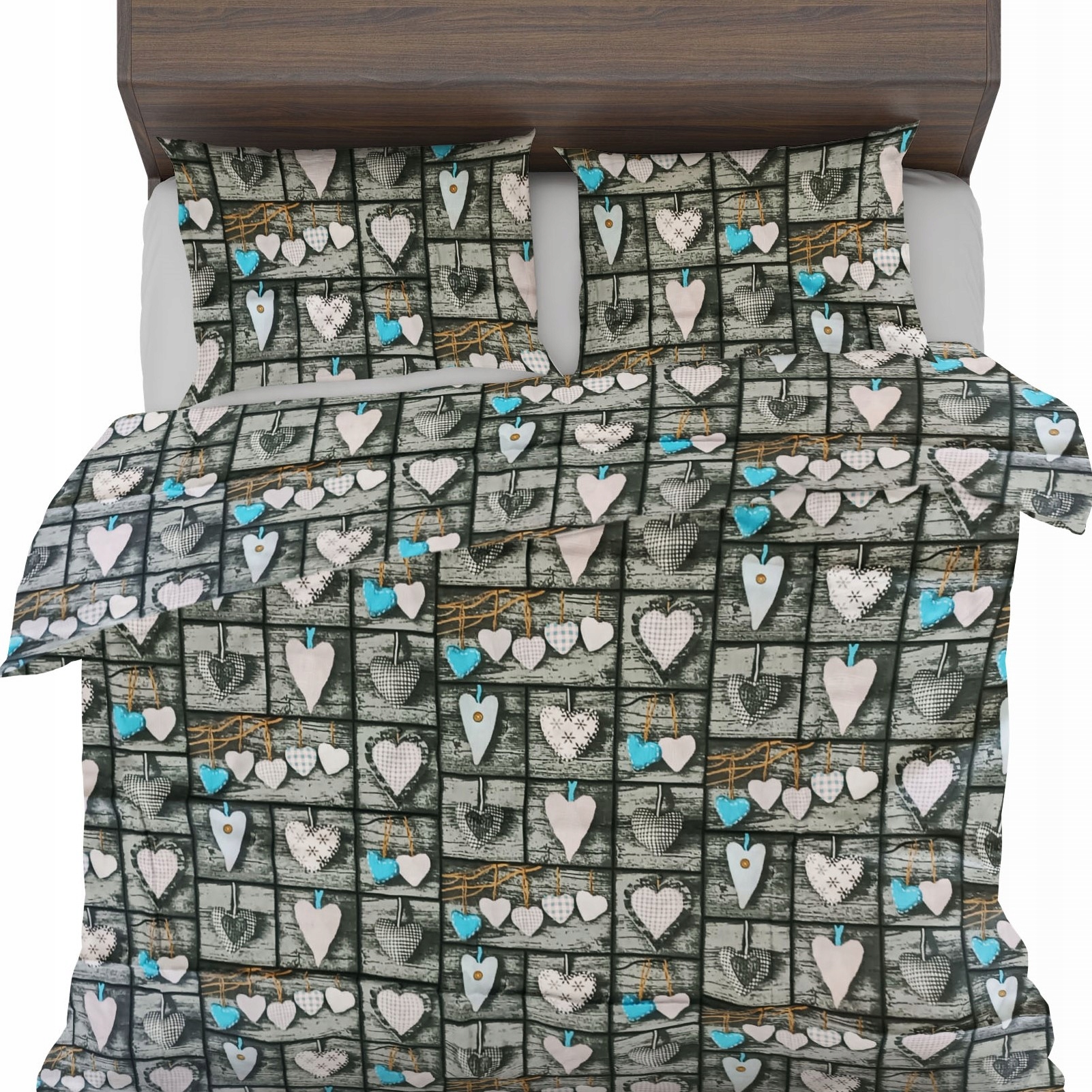 Vánoční Povlečení 220x200+2x70x80+2x40x40 Dárek srdíčka Santa Claus