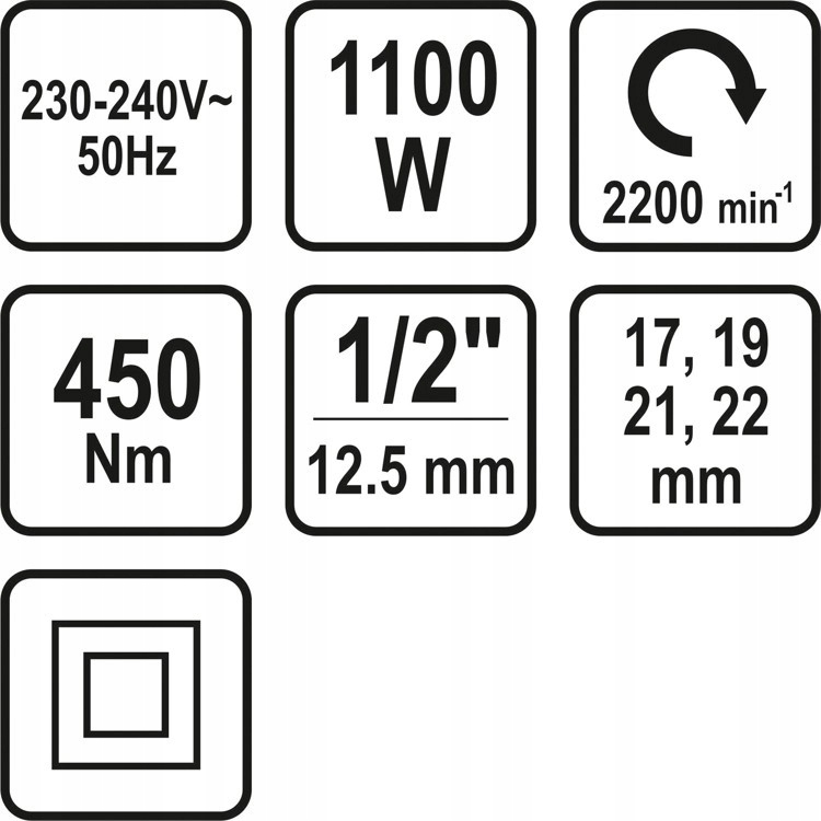 ELEKTRYCZNY KLUCZ UDAROWY 1/2 450Nm/1100W NASADKI! Zasilanie sieciowe
