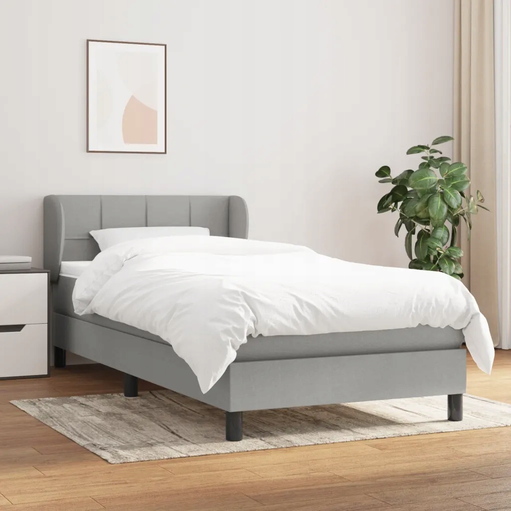 Box spring postel s matrací světle šedá 90x200 cm textil Šedá 3126213