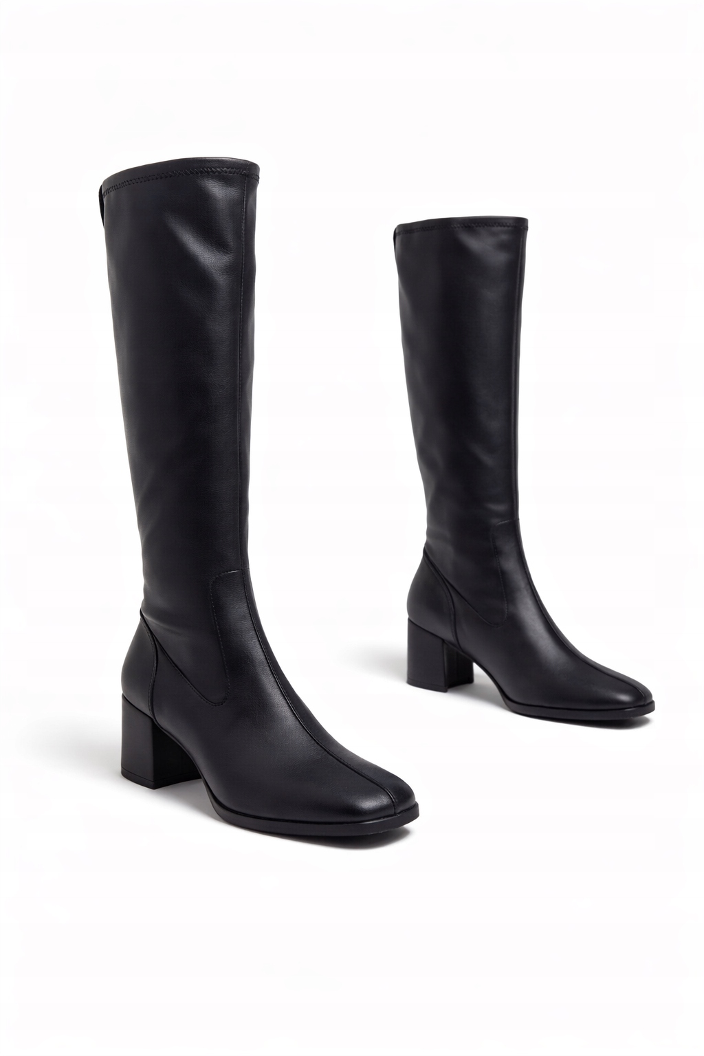 Hugo Černé Kozačky Nad Koleno S Efektem Kůže A Čtvercovým Podpatkem Vel. 42 I4C