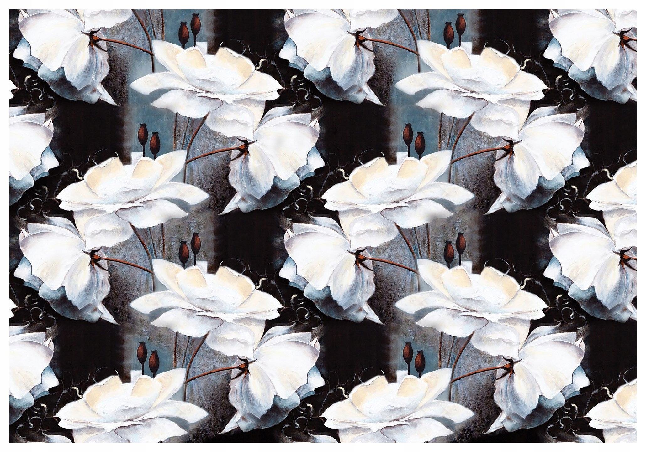 Tapeta Bílé Květy Stíny Kontrast Vinyl 416x290 Elegantní Stylové lepidlo