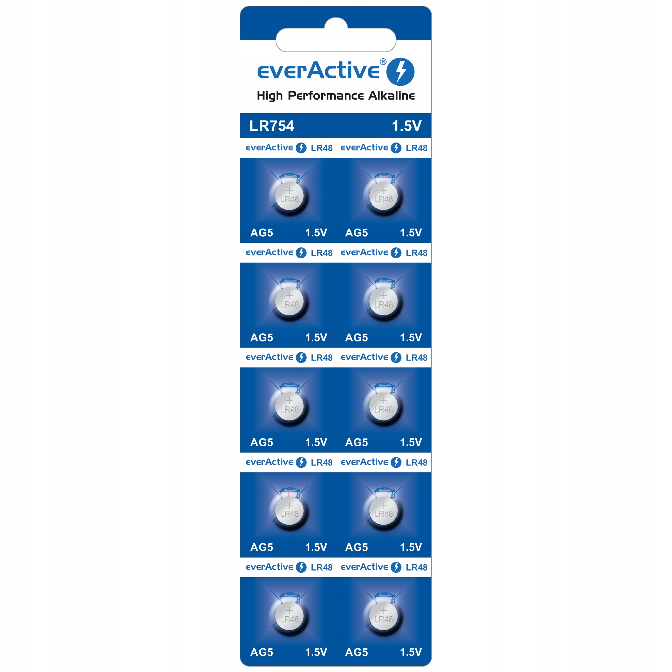 Bateria alkaliczna mini everActive AG5 G5 LR754 LR48 blister 10 sztuk
