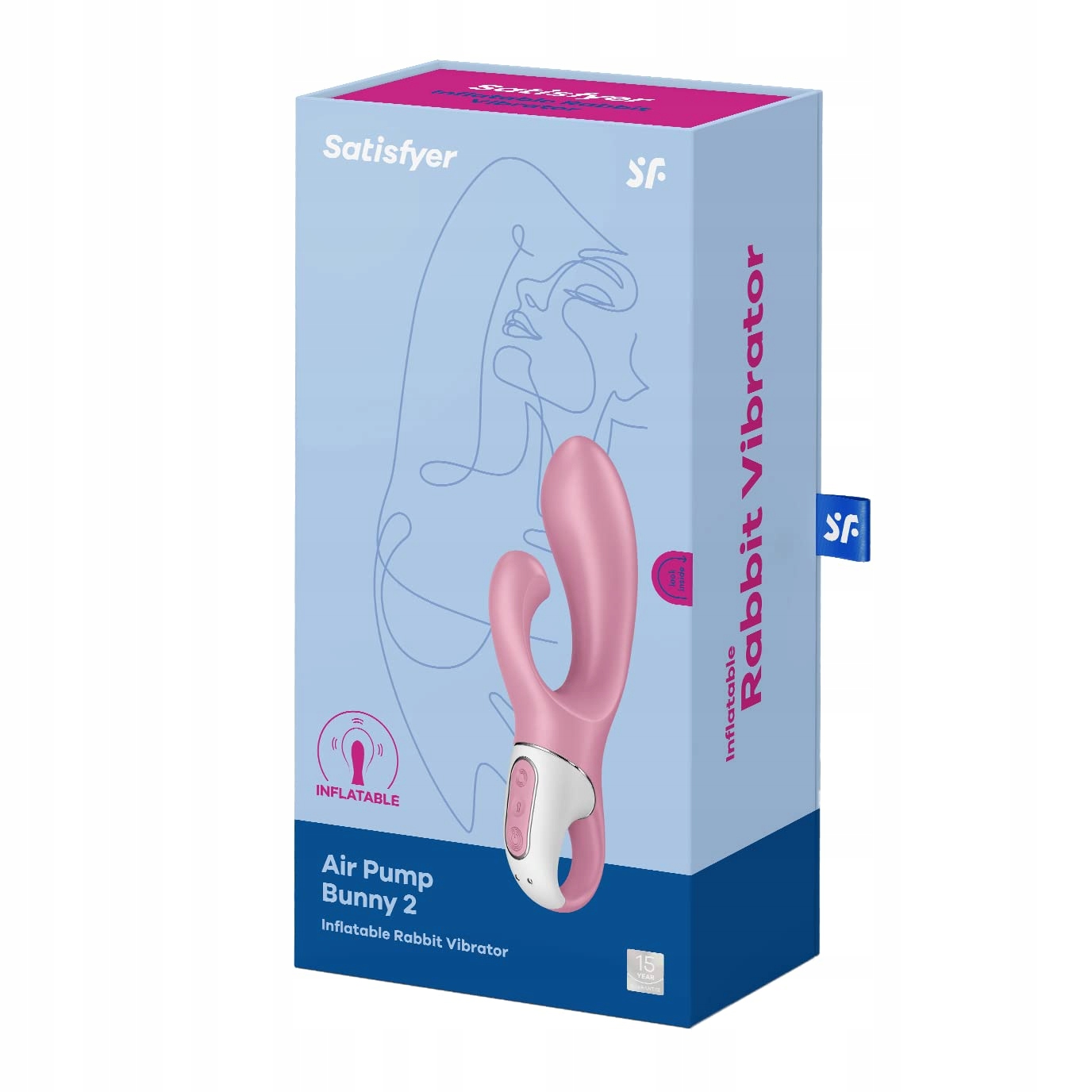 SATISFYER Air Pump Bunny 2 Wibrator, 12 Trybów, Silikon Przyjazny Skórze — miniatura 3