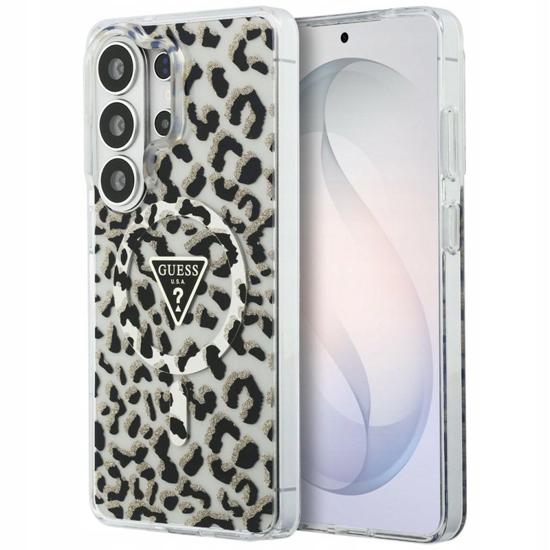 Guess IML Leopardí Vzor Trojúhelník MagSafe Pouzdro Samsung Galaxy S26 Ultra