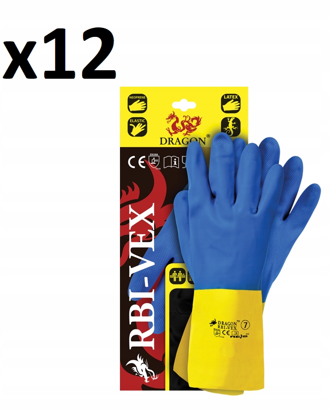 Rękawice robocze Gumowe Rbi-vex Dragon roz. 8-12p