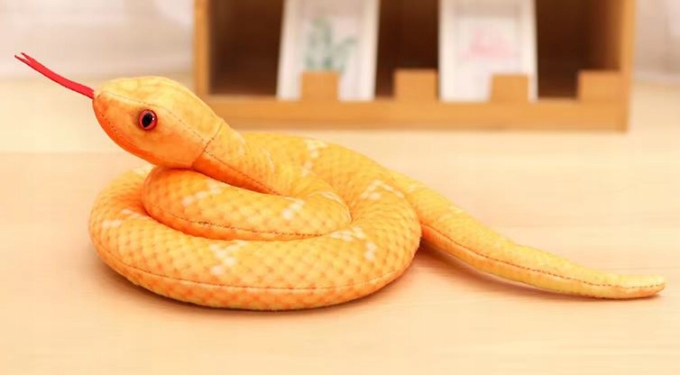 Sárga KÍGYÓ plüss játék kabalafigura