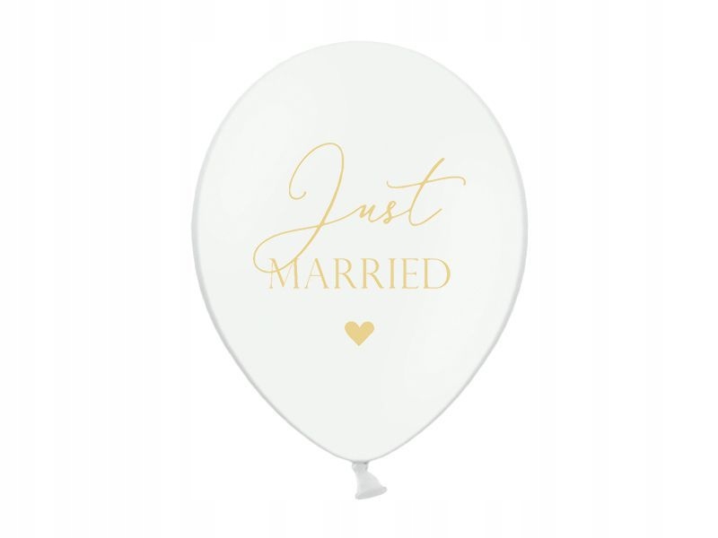

Balon Biały Just Married Złoty 30cm 1szt