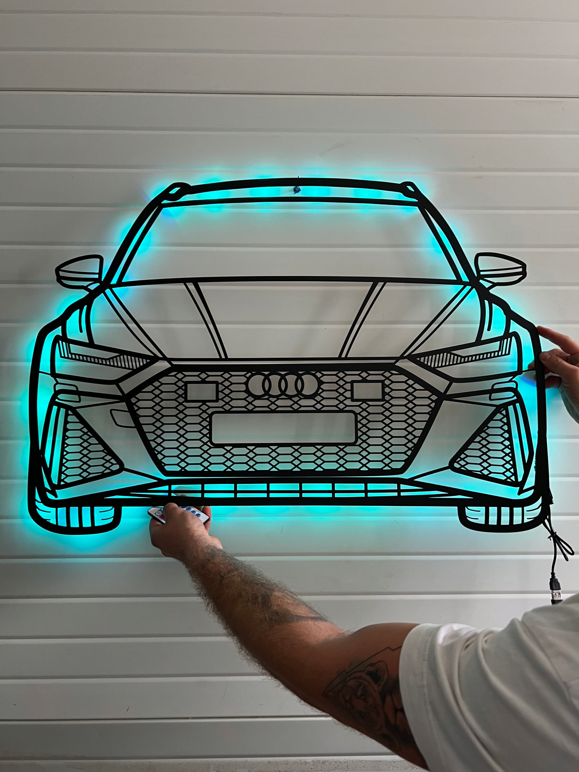 Obraz drewniany AUDI RS6 LINE PODŚWIETLANA RGB AUTO DECOR 3D