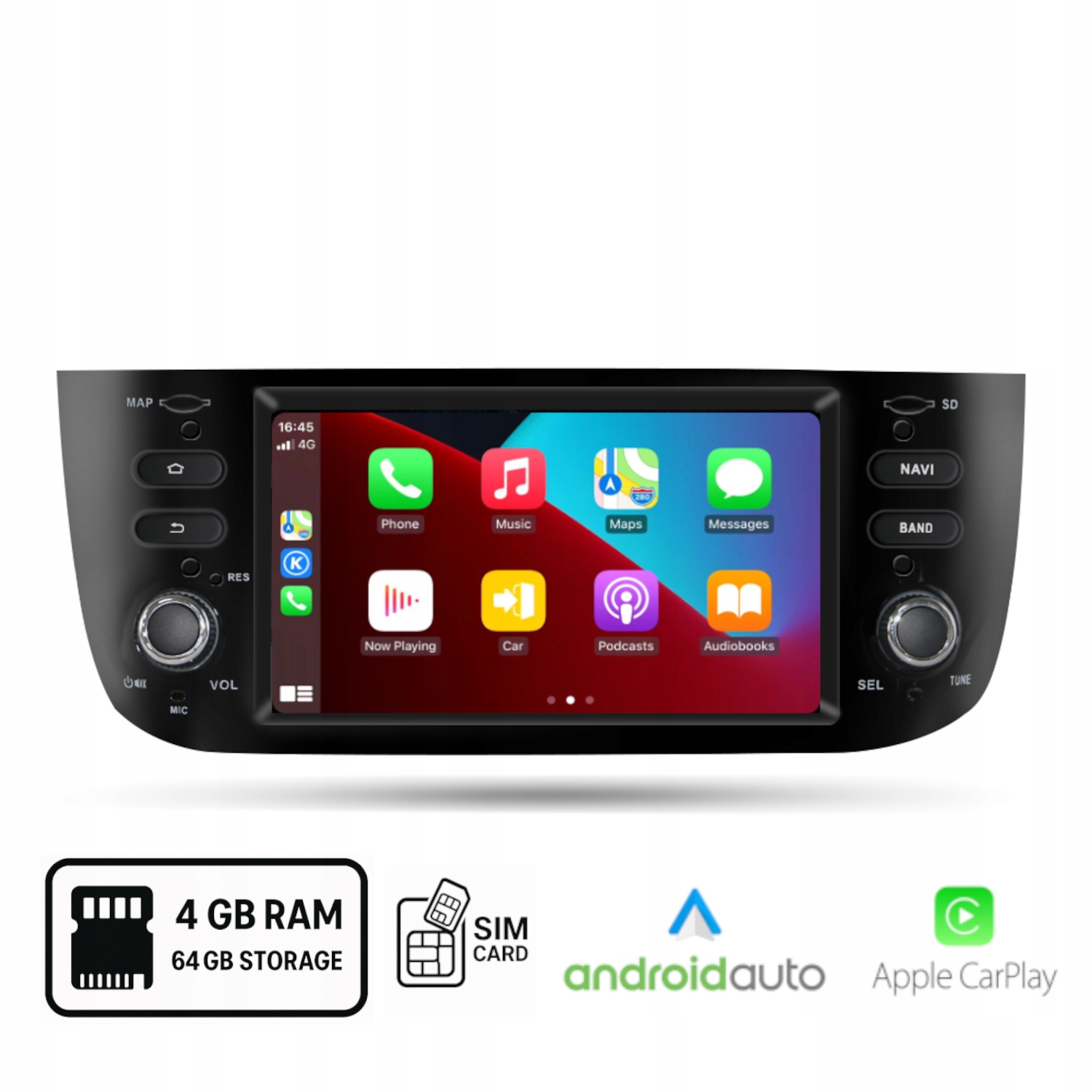 Radio Android do Fiat Linea Punto Evo Carplay (2012-2015) 4+64GB