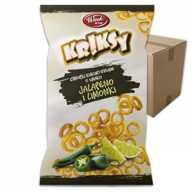 Kriksy Chrupki Kukurydziane o Smaku Jalapeno i Limonki 60g (50 szt.)