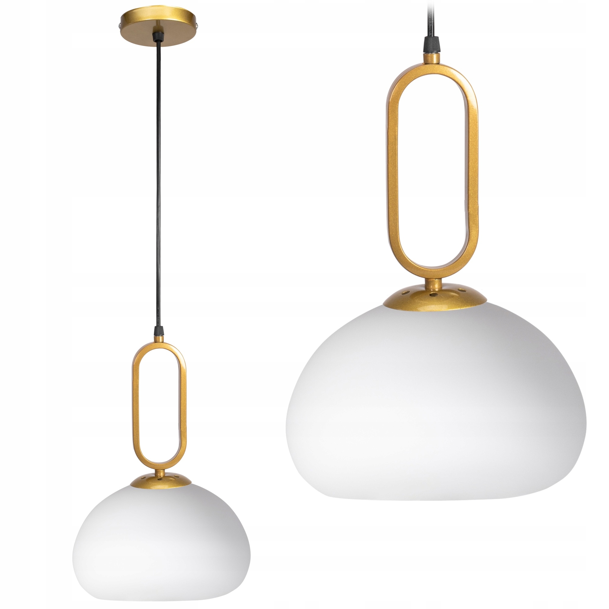 Skleněná Závěsná Lampa Mléčná Zlatá Bílá Toolight