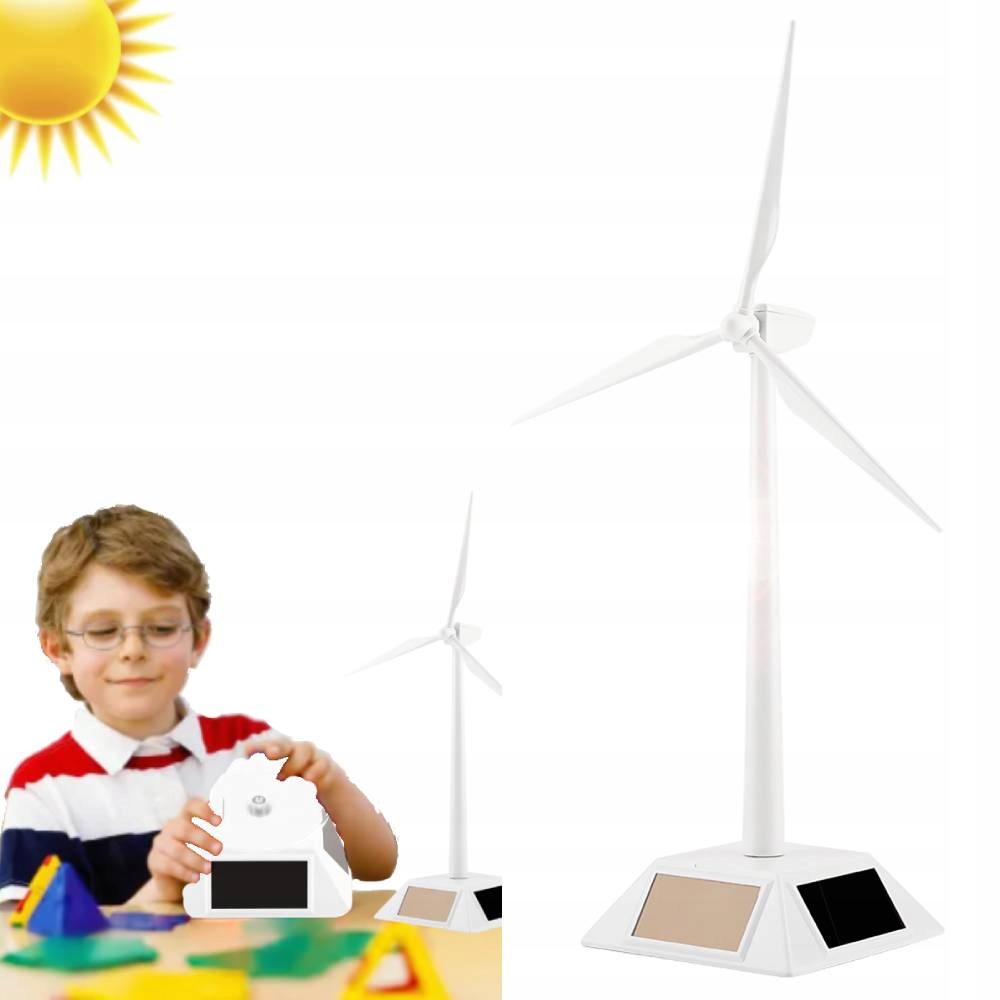 MODEL DIY TURBINY WIATROWEJ WIATRAKI ZASILANE ENERGIĄ SŁONECZNĄ ZABAWKI