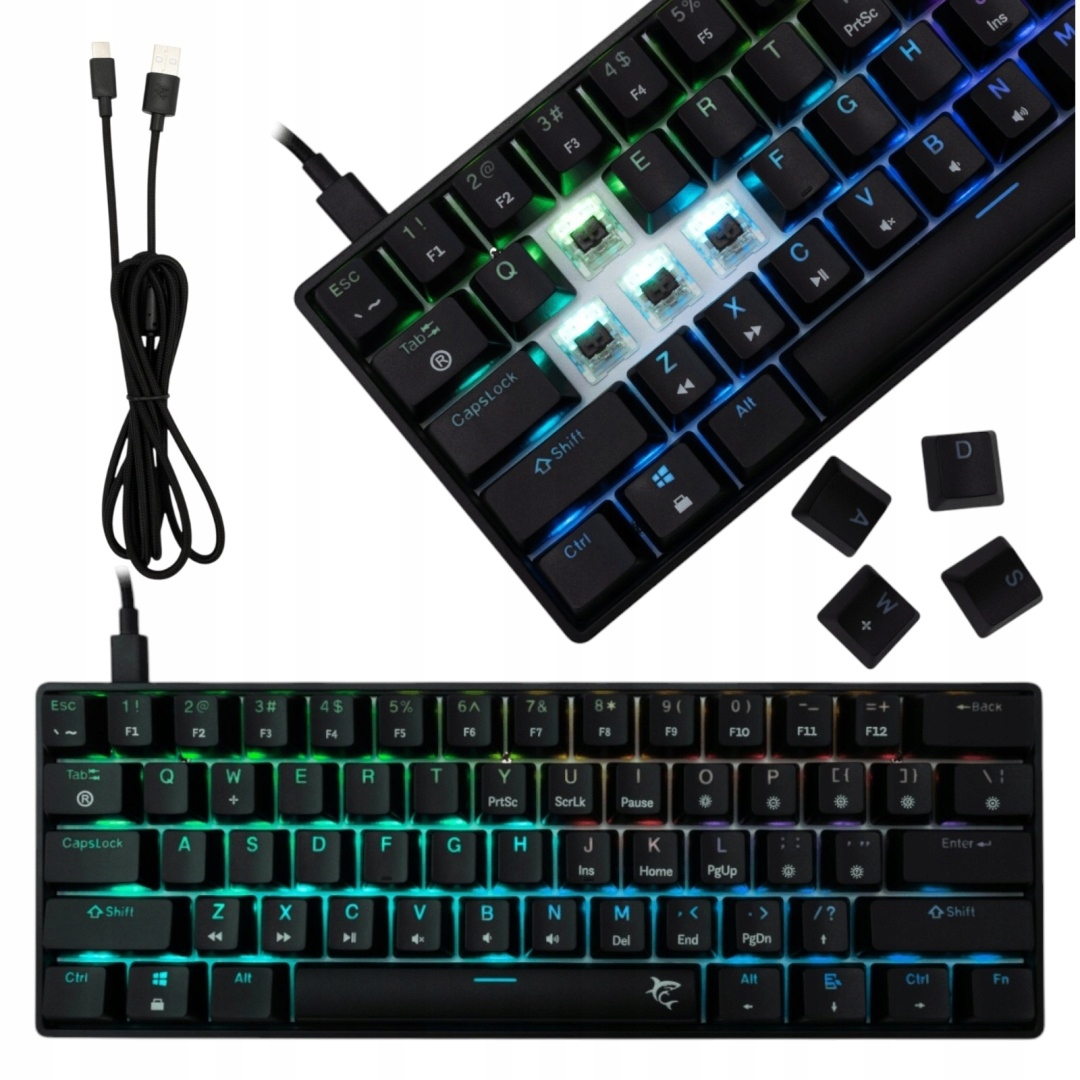 Klawiatura Gamingowa Mechaniczna przewodowa 60% Anti-Ghosting Brown Hotswap