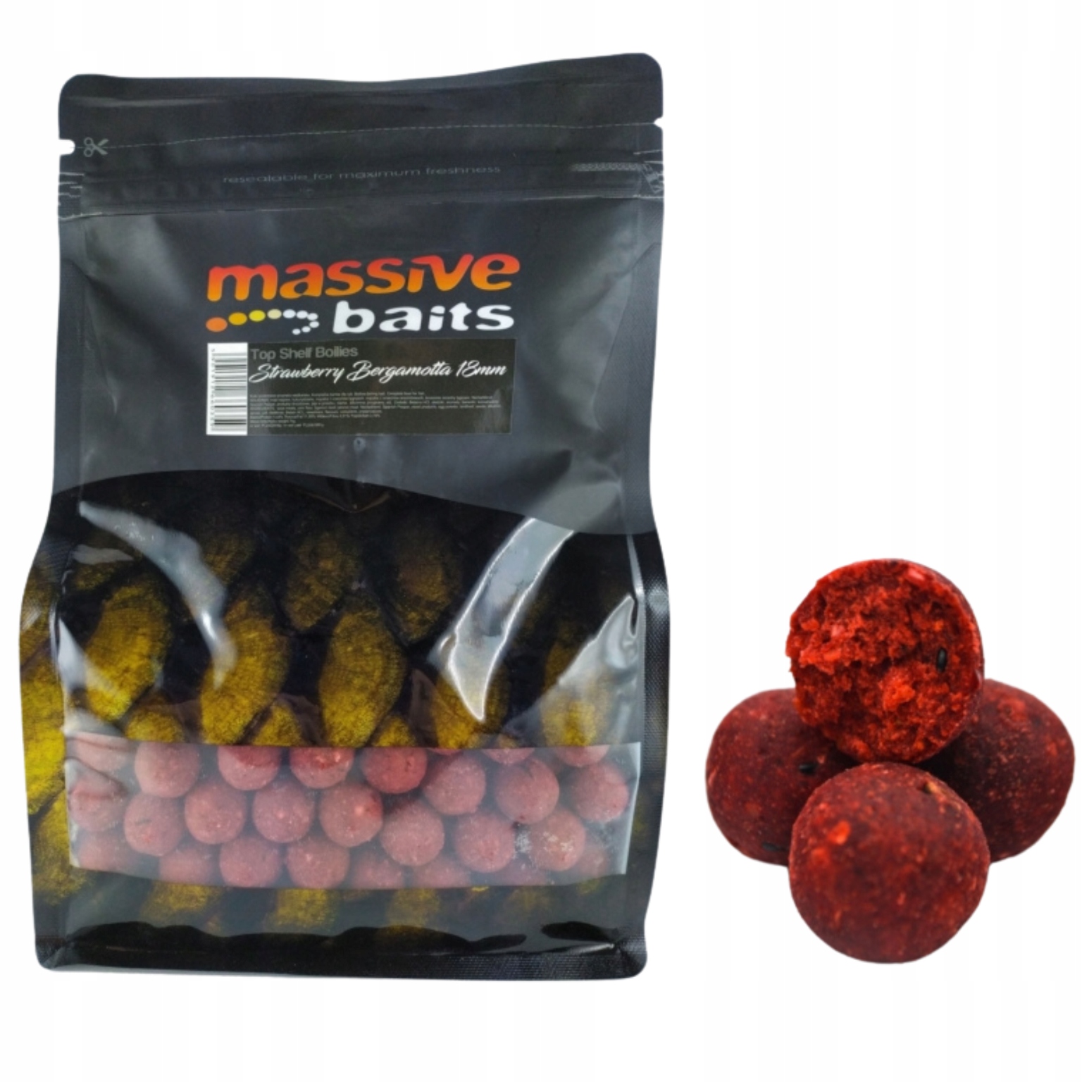Massive Baits Kulki 1kg Stawberry Bergamotta 18 mm