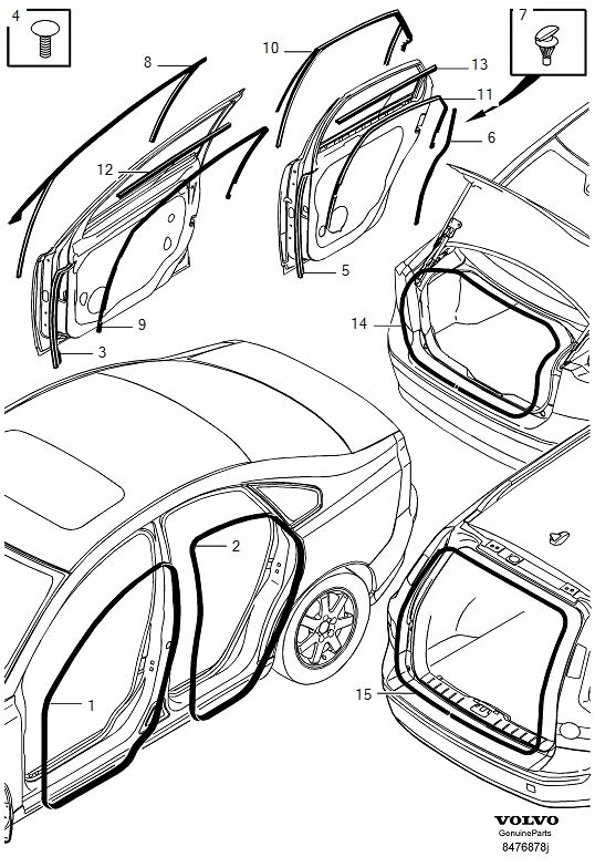 VOLVO S40 V50 uszczelka przednich prawych drzwi OE Numer katalogowy części 30799623