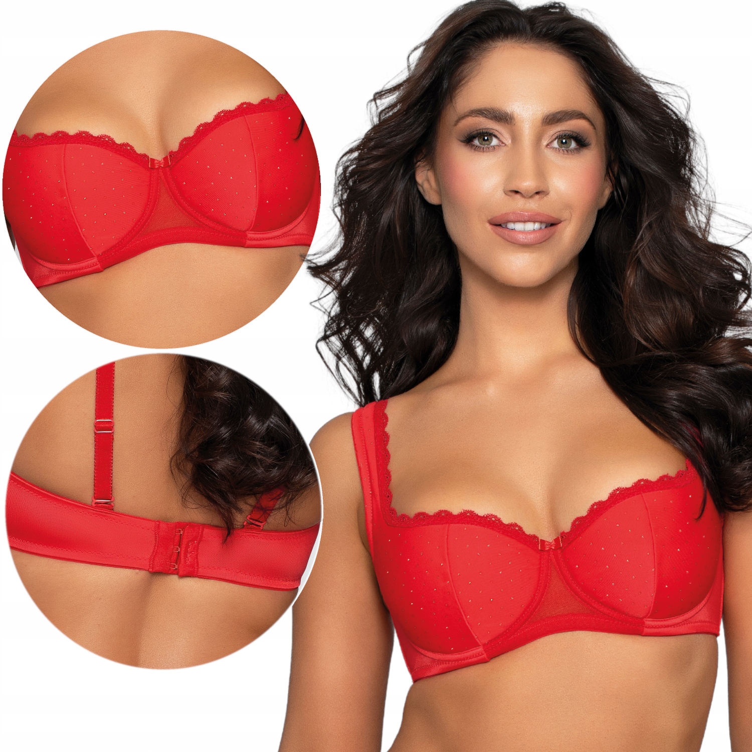 Podprsenka Vyztužená Balkonetka Zvedá poprsí Sophia 65E Červená