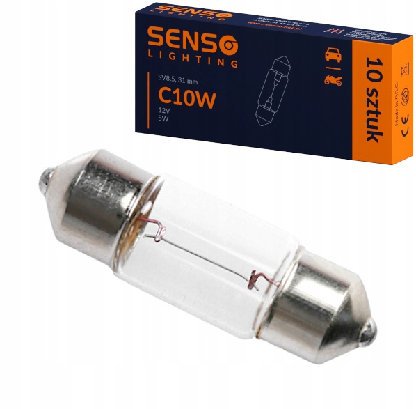 Żarówka Senso C10W 12V 10W 31mm SV8.5 Rurka Rurkowa