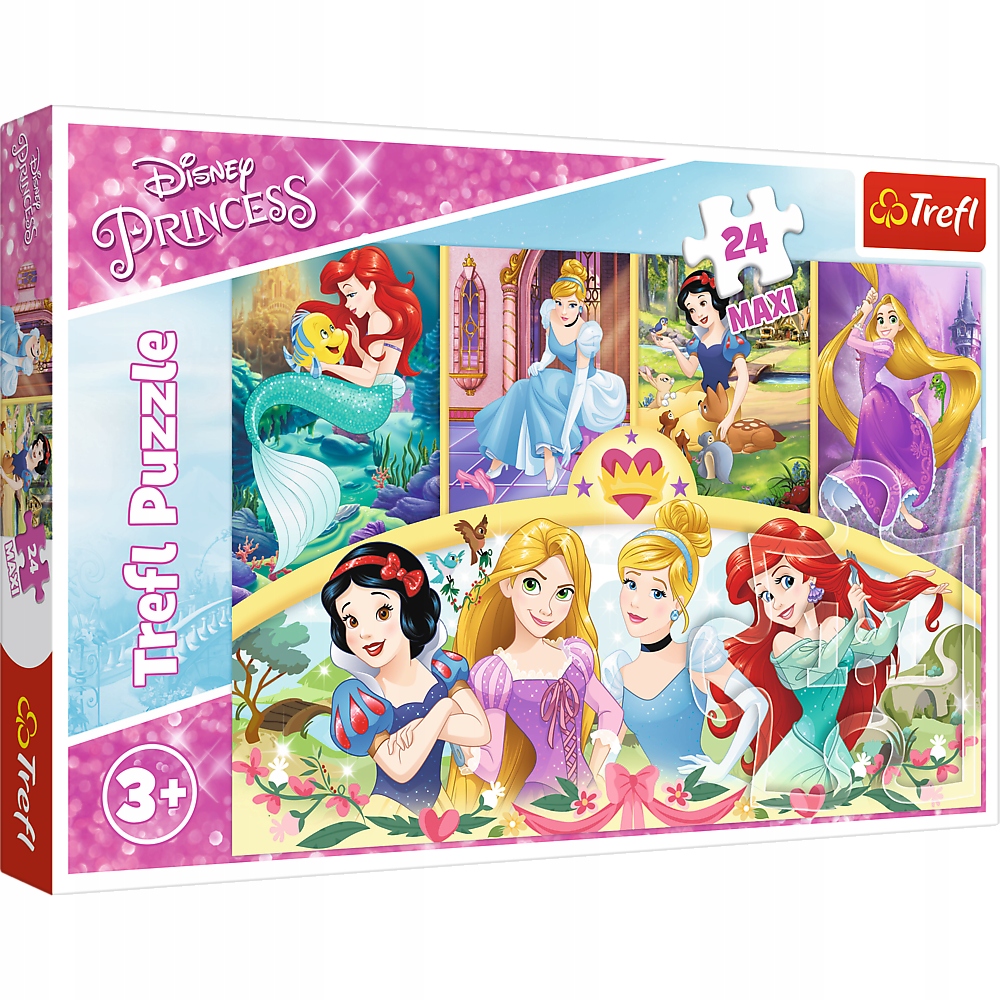Puzzle 24 Maxi Układanka Księżniczki Princess Ariel Roszpunka Bella Trefl-Zdjęcie-0