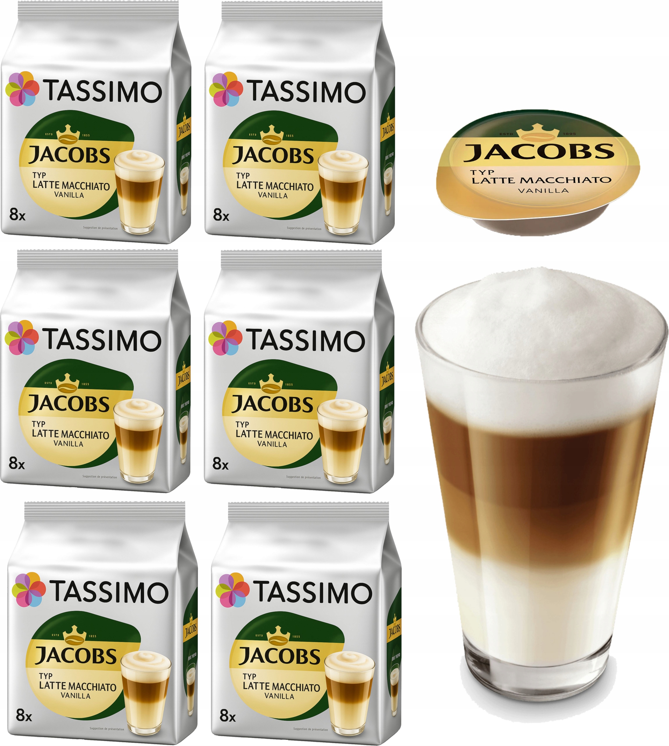 Levně Kapsle do Tassimo Jacobs Latte Macchiato Vanilla 6 x 8 káv