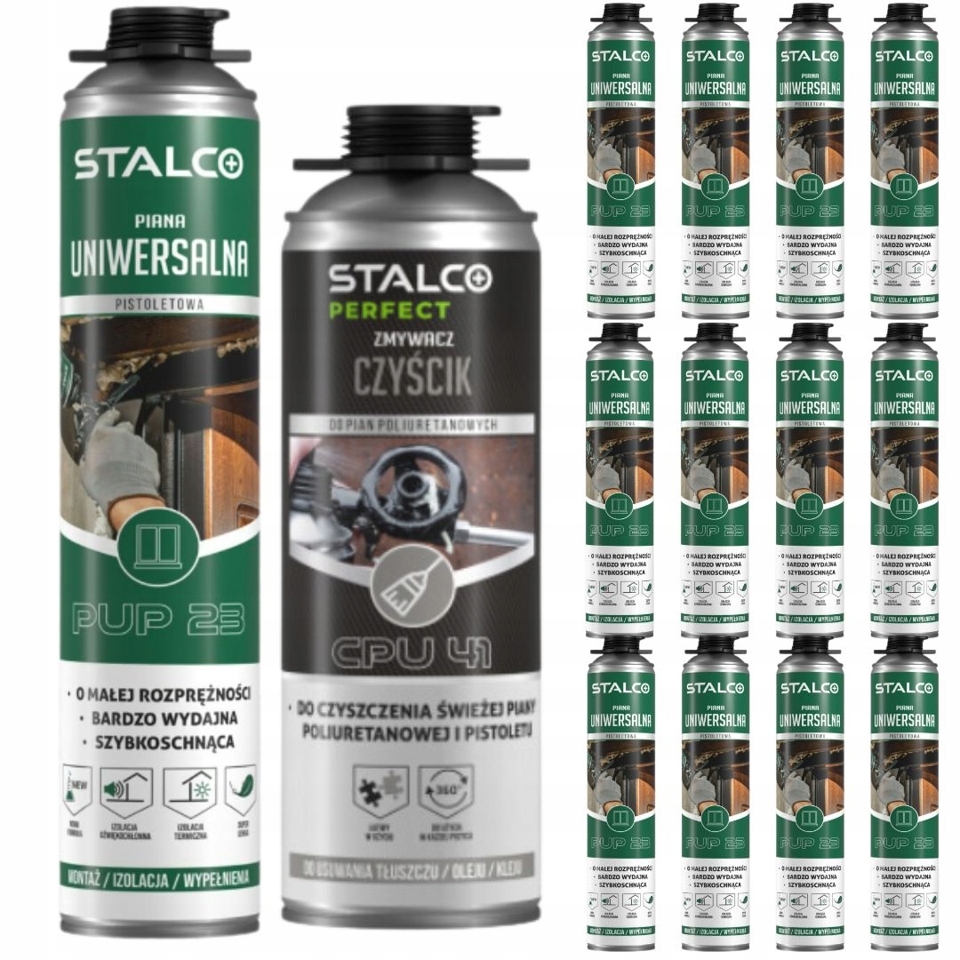 12 x Stalco Univerzální montážní pistolová pěna 750 ml čistič pěny