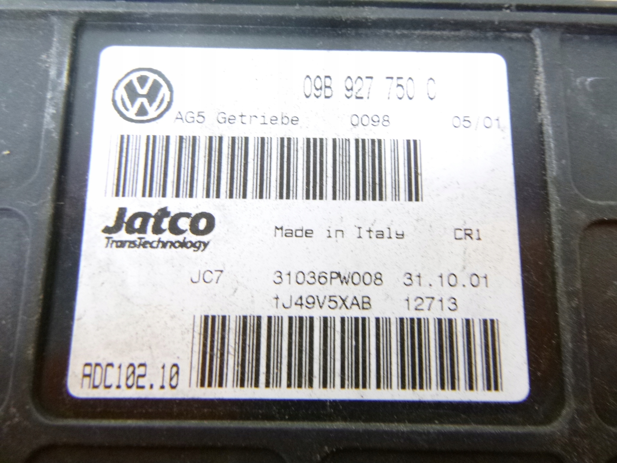 computer control unit gearboxes Ford Galaxy 2.8 VR6 JC7 09B 927 750 C JATCO