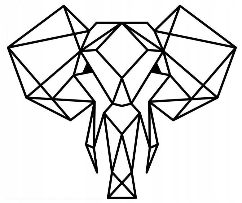 Geometrická 3D nástěnná dekorace Slon 58 cm