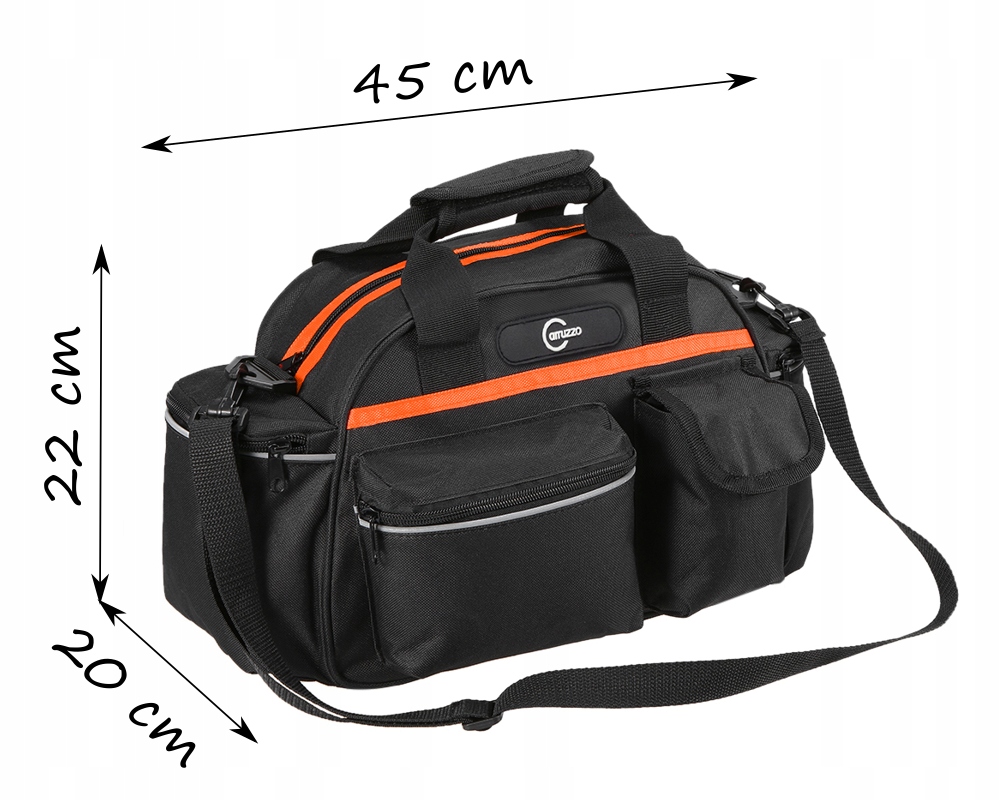 TORBA SAKWA ROWEROWA na BAGAŻNIK POJEMNA ODBLASKI UCHWYT DOBRA JAKOŚĆ MOCNA Montaż na tył