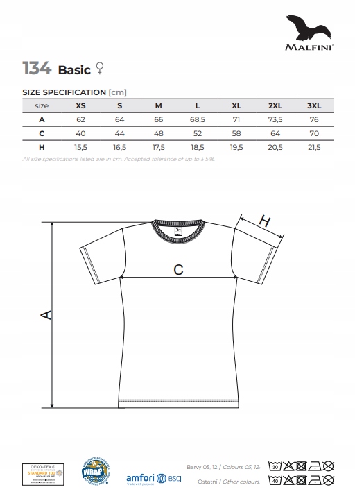 5-PAK KOSZULEK MALFINI 134 DAMSKA M Rozmiar M